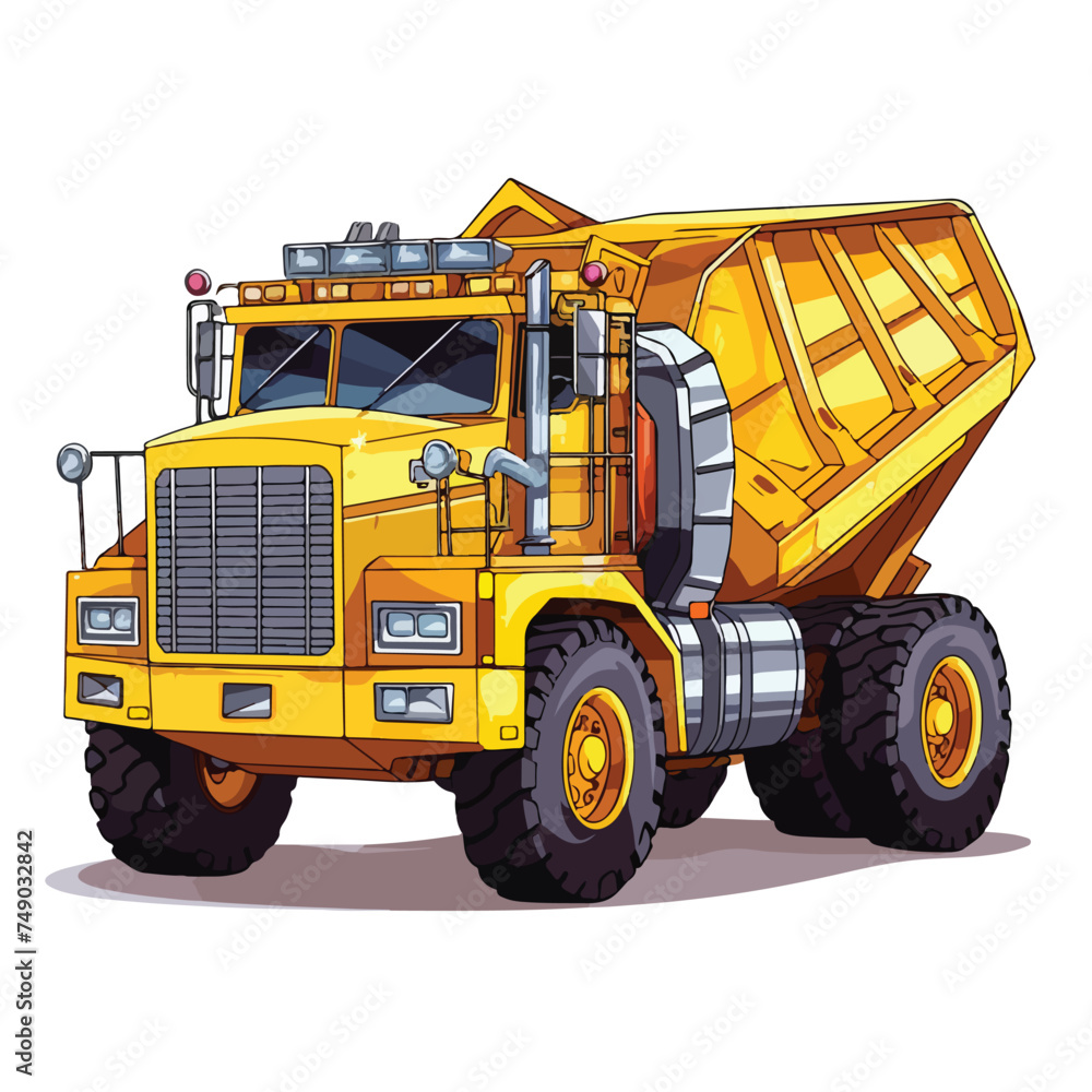 Big yellow mining truck. Vector illustration isolate