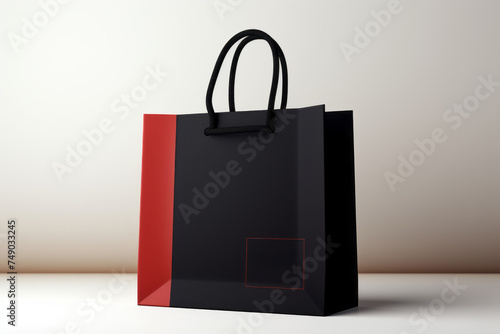 A black and red bag with a red handle