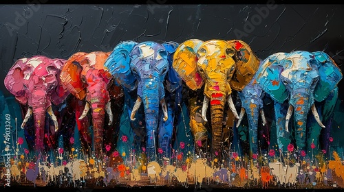 colorful elephants
