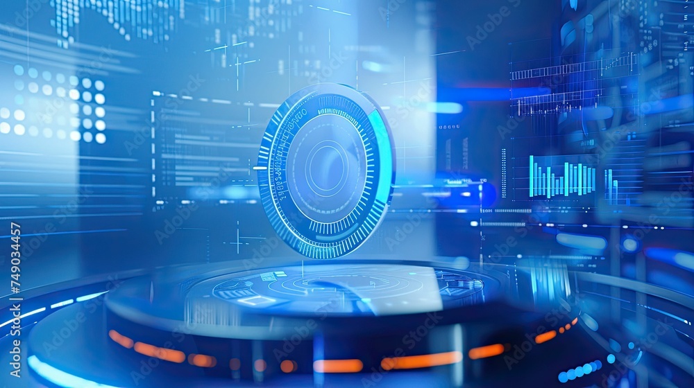 High-tech data disk with futuristic interface High-tech data disk with futuristic interface