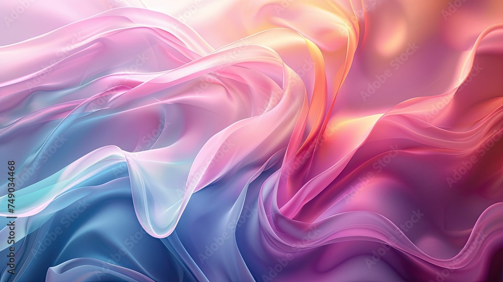 Obraz premium Vivid abstract silk waves in pink and blue hues