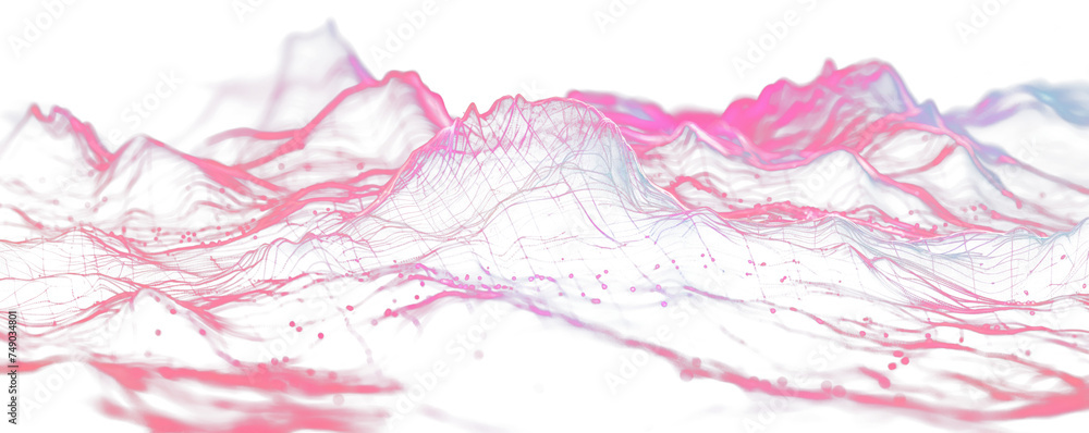 Futuristic Neon Line Mountains on Transparent Background Futuristic Neon Line Mountains on Transparent Background