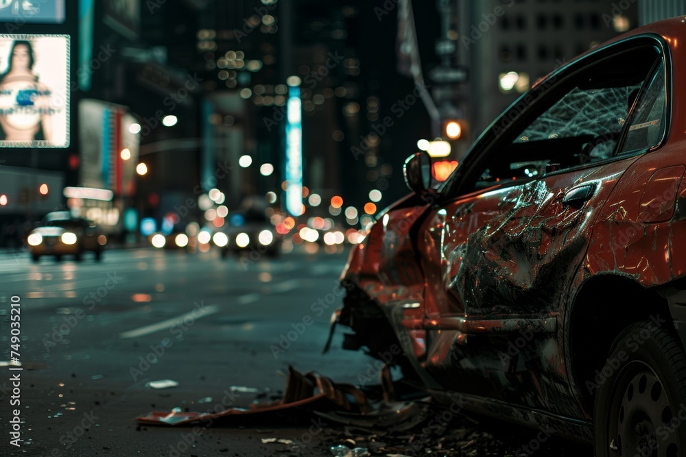 Naklejka premium Downtown car accident photo