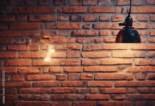 Brick wall and lamps background