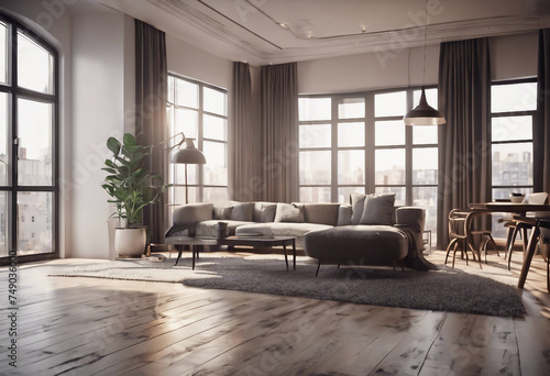 Modern apartment interior 3d render