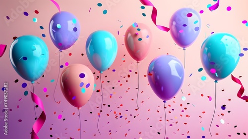 11th birthday or anniversary balloons and confetti decoration for surprise parties event setup as wide banner with copy space area