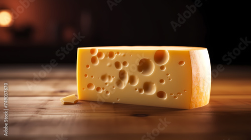 Delicious cheese on the background, yellow cheese on the table