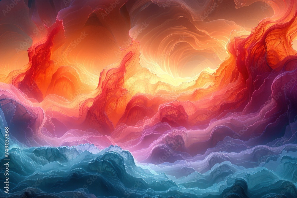 Obraz premium Fantasy Landscape Illusionistic Digital Mesmerizing Wave Pattern