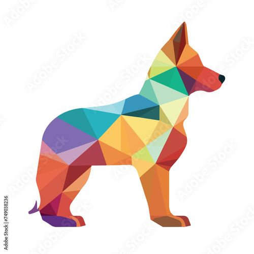 Fototapeta Naklejka Na Ścianę i Meble -  Color tangram puzzle in dog or wolf shape on white b