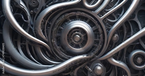 Precision-engineered gears interlock in a mesmerizing display of mechanical complexity and industrial beauty. AI generation