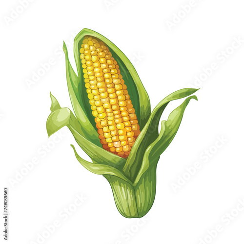 Corn isolated on white background cartoon vector ill