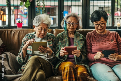 Senior women embracing technology