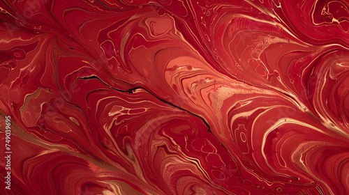 Antique Red Combed Paper Marbling Texture Background photo