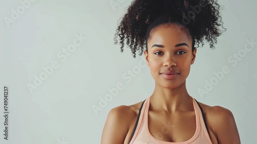 Obraz na płótnie Dark-skinned young woman in sportswear w salonie