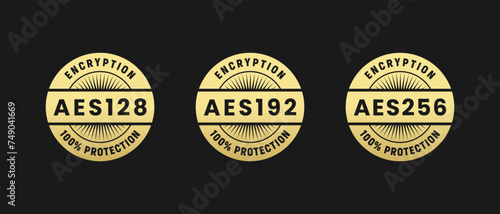 AES256 AES192 AES128 label vector isolated. Best AES256 label for apps, websites, and design elements about AES256 AES192 or AES128