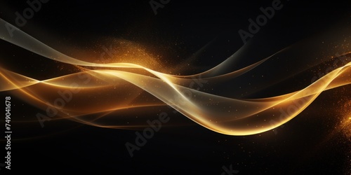 a gold and white waves on a black background