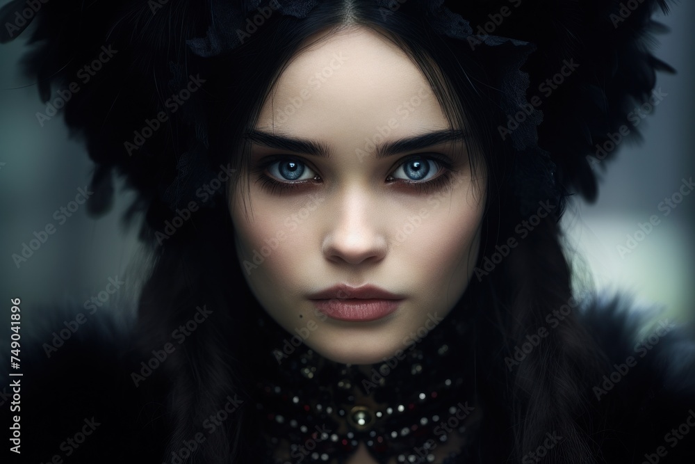 a woman with blue eyes and black veil a woman with blue eyes and black veil