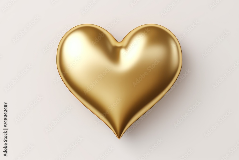 Gold heart isolated on background, flat lay, vecor illustration 