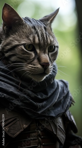 a cat wearing a scarf