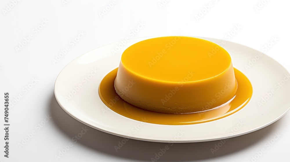 a plate of orange flan a plate of orange flan