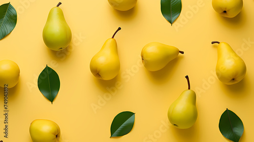 Fresh pears full background top view
