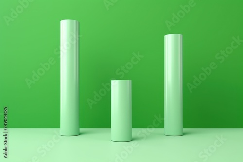 a group of green cylindrical objects