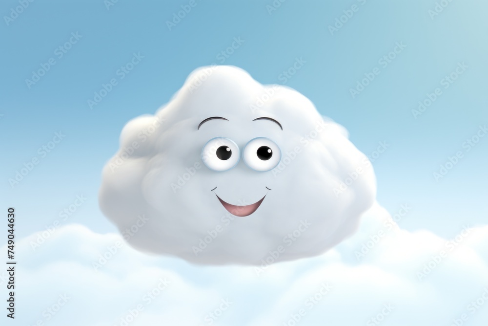Fototapeta premium a cartoon cloud with eyes and a smiling face