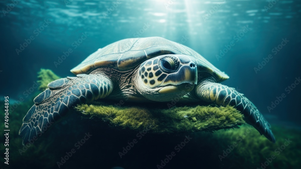 Fototapeta premium a turtle swimming in the water