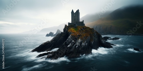 a castle on a rock in the ocean