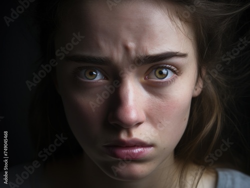 a close up of a woman s face