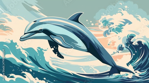 Sleek dolphin illustration generative ai