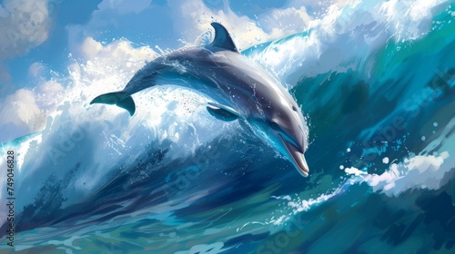 Sleek dolphin illustration generative ai © Francheska