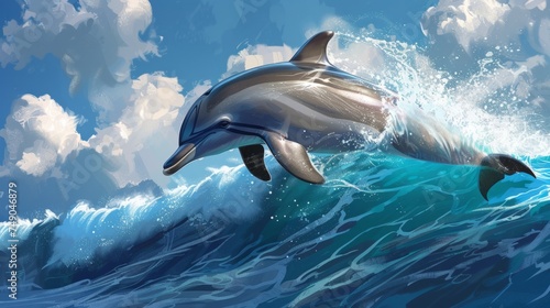 Sleek dolphin illustration generative ai © Francheska