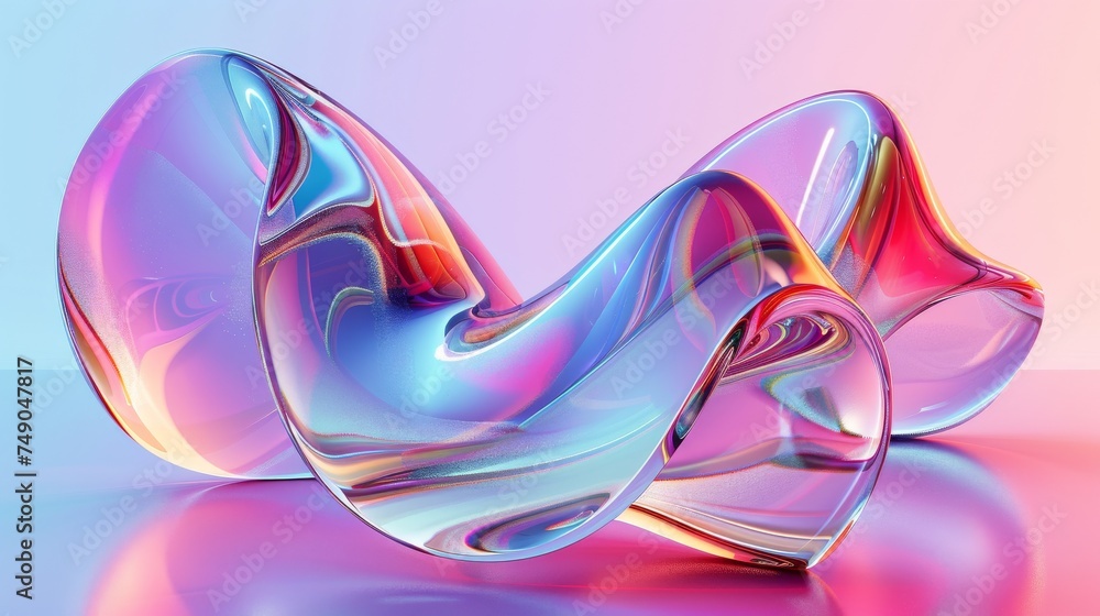 A visually captivating image presenting glossy, curvy abstract shapes in vibrant colors against a soft gradient background A visually captivating image presenting glossy, curvy abstract shapes in vibrant colors against a soft gradient background