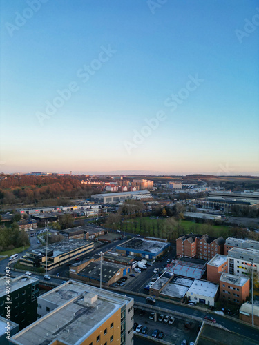 High Angle View of Buildings at City Centre and Downtown of Luton, England United Kingdom.