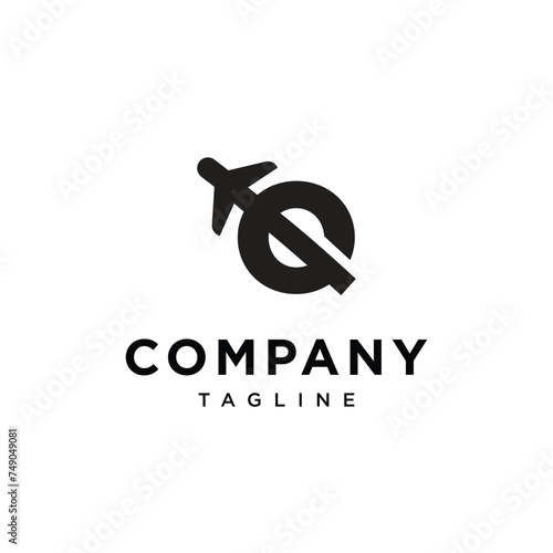 Letter Q Air Plane logo icon vector template eps