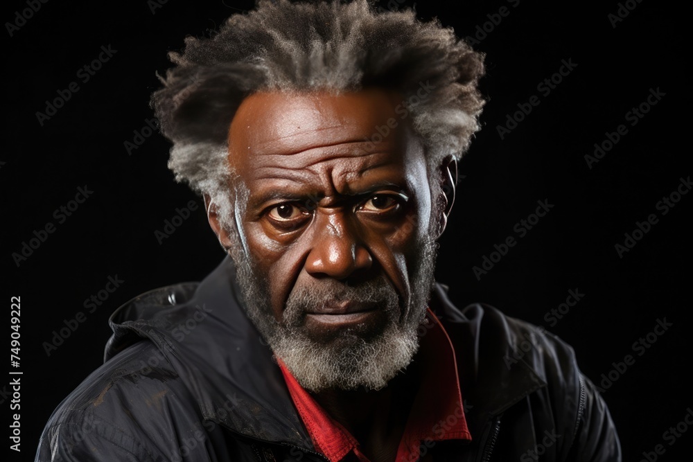 african american senior man very serious and angry