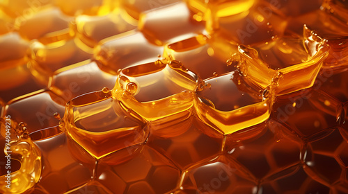 Golden honeycomb close-up