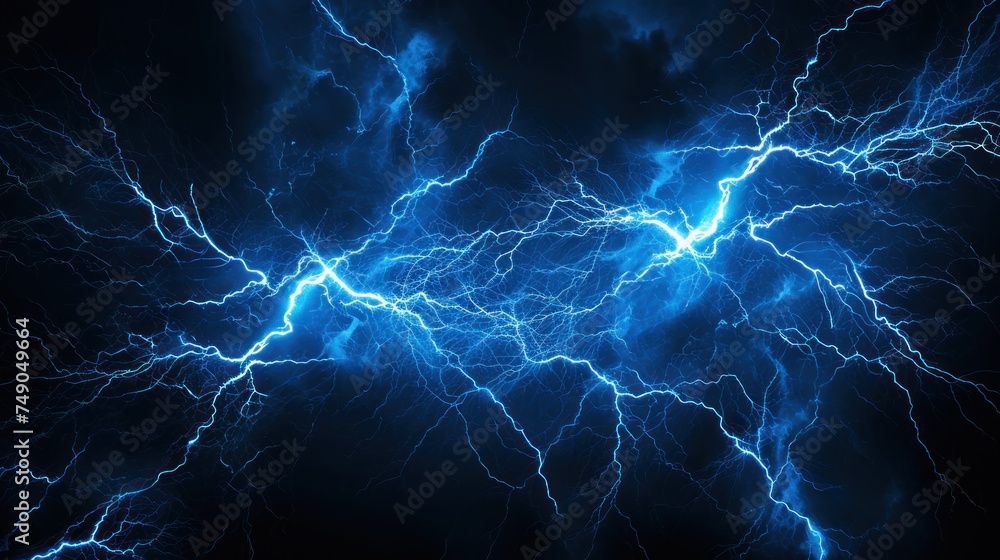 Fototapeta premium Lightning Strike in dark sky. bad weather before a big rainstorm.