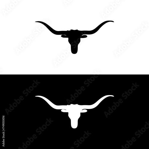Long horn bull logo silhouette vector illustration