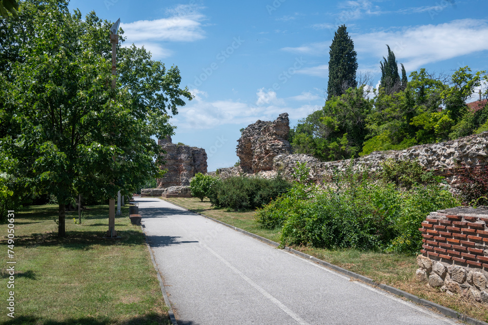 Ruins of Roman fortifications at town of Hisarya, Bulgaria