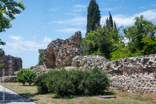 Ruins of Roman fortifications at town of Hisarya, Bulgaria photo