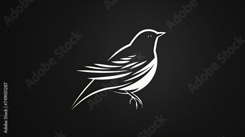 line art logo of a bird on black background photo