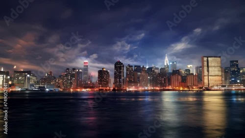 Timelapse of New York City Skyline at night