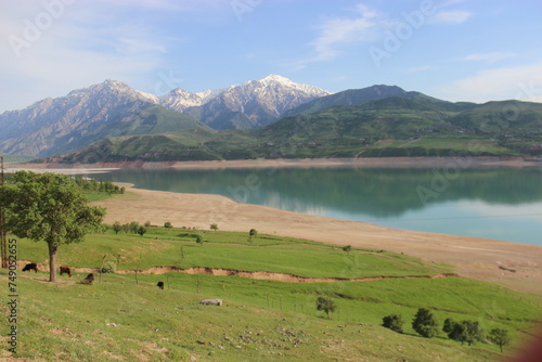 landscape with lake and mountains