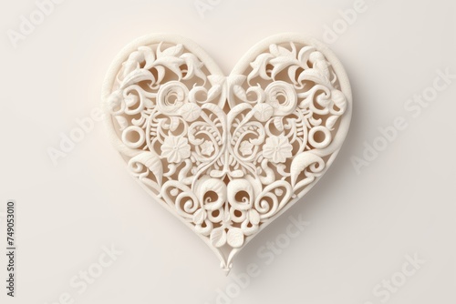 Ivory heart isolated on background, flat lay, vecor illustration 