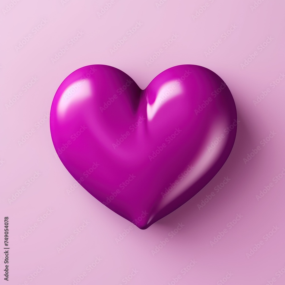 Magenta heart isolated on background, flat lay, vecor illustration