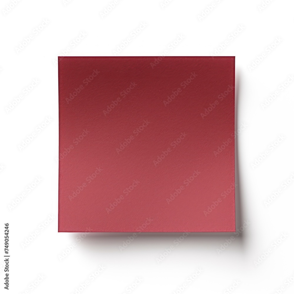 Maroon blank post it sticky note isolated on white background