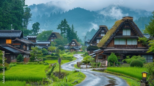 Wallpaper Mural beautiful, clean and tidy traditional Japanese local village of Japan, one of the most visit destination of the world for traveler. Torontodigital.ca