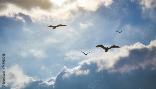 Generated image of birds flying in the sky 